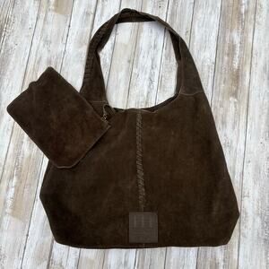 Haute Hippie Purse Olive Suede Leather Hobo Shoulder Bag w/ Pouch Festival Boho